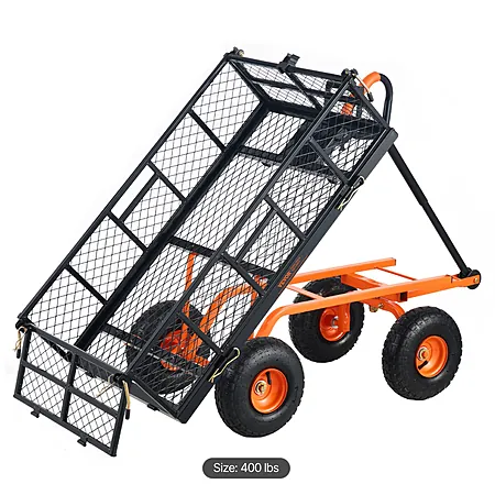 VEVOR Metal Garden Dump Cart w/ 10" Wheels (400-lbs Capacity)