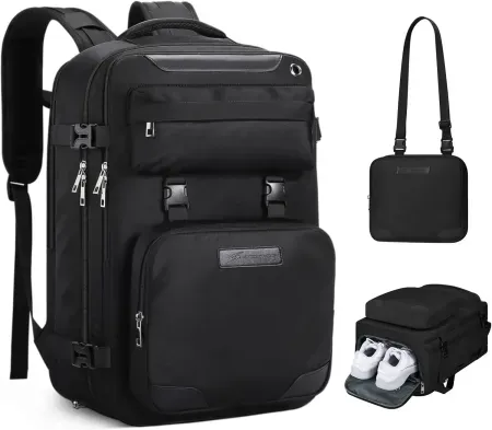 35L Maelstrom Carry On Travel Backpack w/ Shoe Compartment + Detachable Crossbody