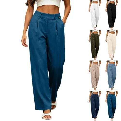 High Waisted Wide Leg Pleated Dress Pants