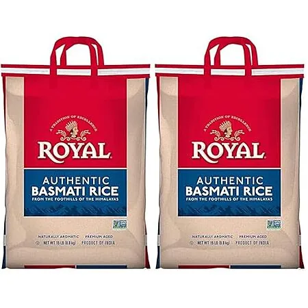 2-Pk 15-Lb Authentic Royal Basmati White Rice