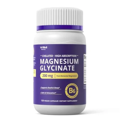 Magnesium Glycinate 200 mg with Vitamin B6, 2-Month Supply