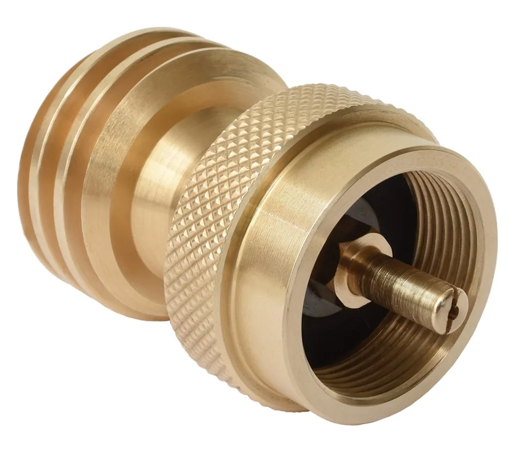 Flame King 20-lb. to 1-lb. Solid Brass Propane Adapter