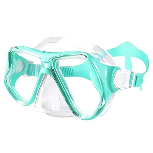 Keary Adult Swim Goggles w/ Nose Cover & 180° Clear View Single Lens (Green)