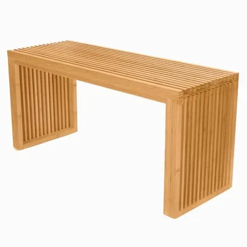 Bamboo Dining Bench 35 Inch Indoor Wooden Shoe Benches for Entryway