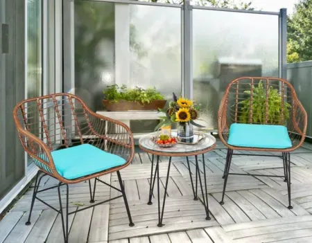 3-Piece Costway Patio Rattan Bistro Set
