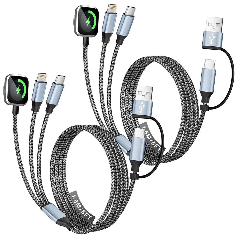 Phone Watch Travel Essentials 3-in-1 Charging Cable by Mpatiby 2 Pack