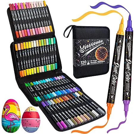 60-Pk Vivistroke Dual-Color Brush Tip Acrylic Paint Marker Set