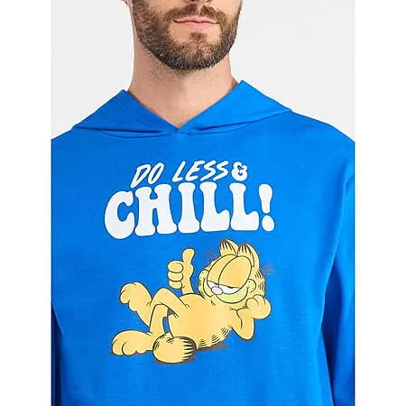 Men's Garfield Long Sleeve Graphic Pullover Hoodie (Royal Blue)