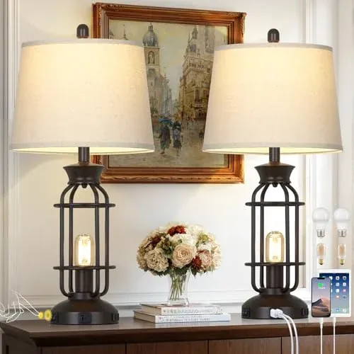 28″ Tall Farmhouse Table Lamp Set