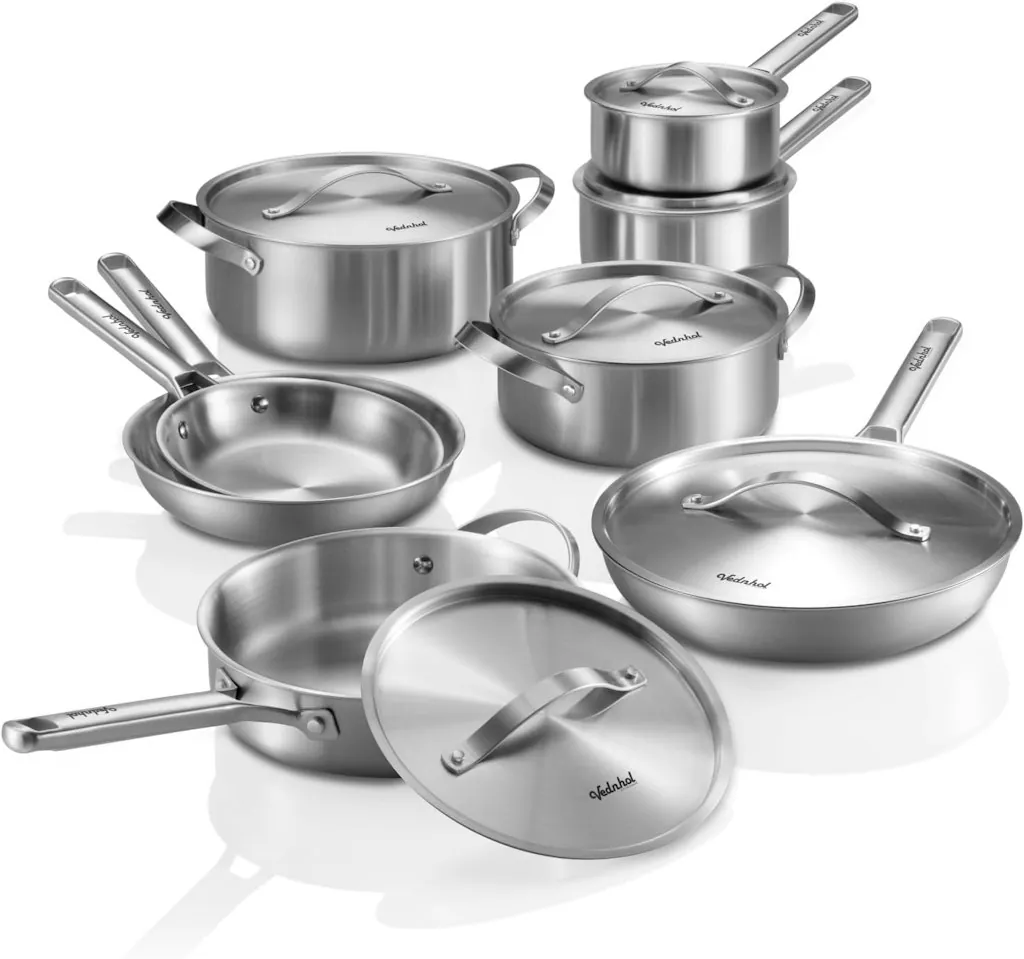 Vednhol Hammered Titanium 14-Piece Cookware Set w/ Lids