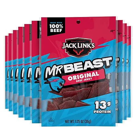 10-Pk 1.25oz. Jack Link's x MrBeast Original Beef Jerky
