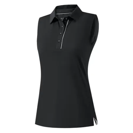 M MAELREG Women's Sleeveless 4-Button Golf Polo Shirt