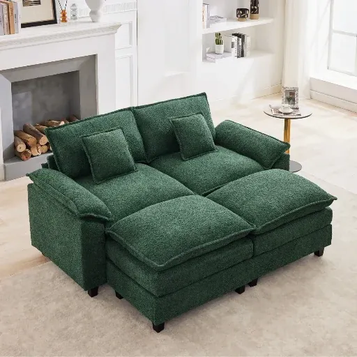 Ebern Designs 68" Chenille Fabric Loveseat Sofa (Green)