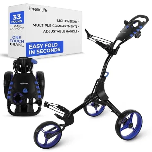 SereneLife 3-Wheel Golf Push Cart