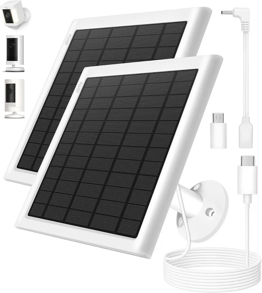 Puuqii 8W Solar Panel 2-Pack for Ring Cameras
