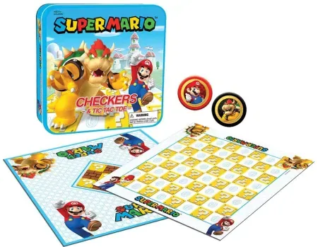 Super Mario Checkers & Tic-Tac-Toe Collector's Game Set