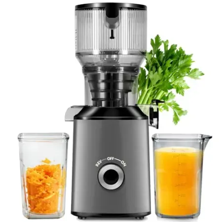 threeall Cold Press Slow Masticating Juicer with 5.8" Wide Feed Chute
