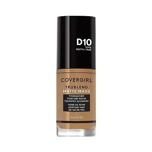 CoverGirl TruBlend Matte Made Liquid Foundation, D10 Golden Caramel, 1.014 fl oz