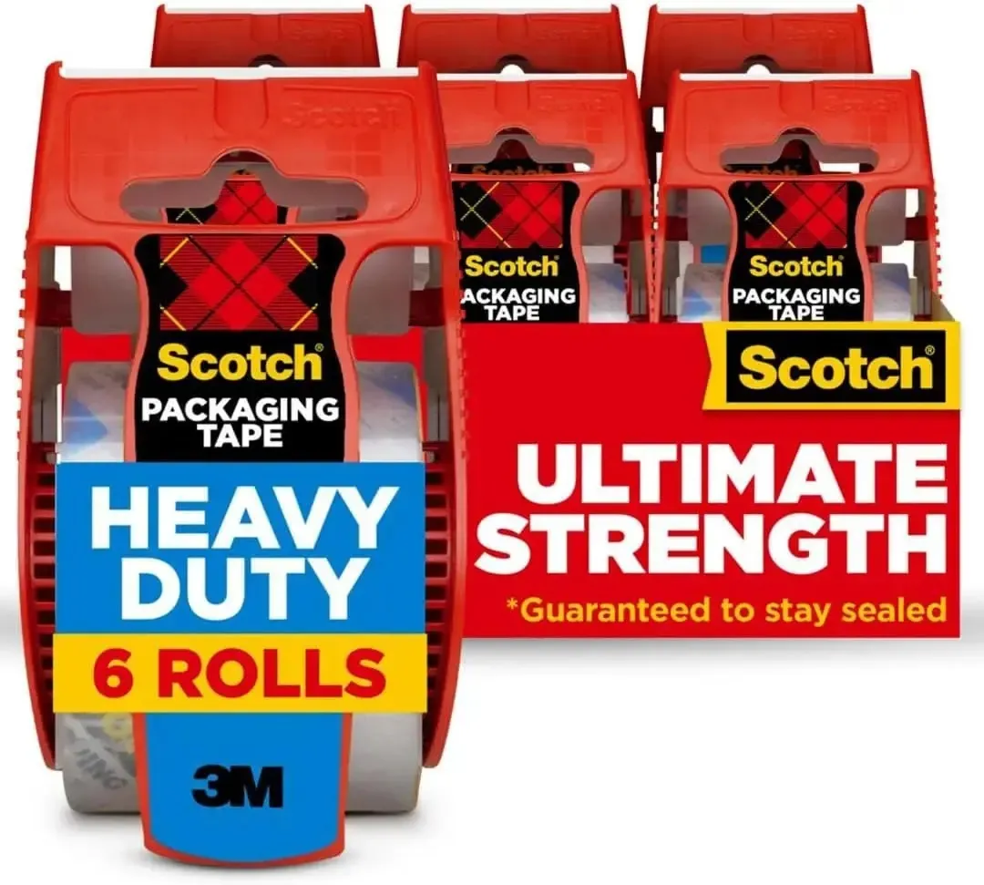 Scotch Heavy Duty Packaging Tape with Dispenser 6 Pack