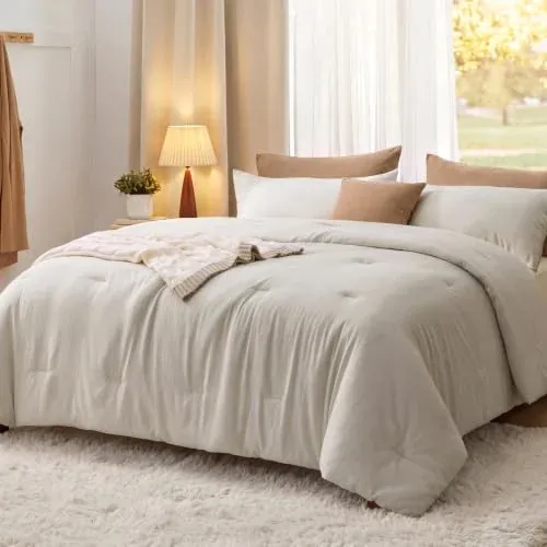 3-Pc Bedsure King Comforter Set (Beige)