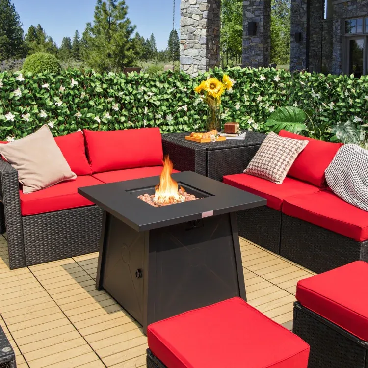 Costway 50k BTU 30 Inch Square Propane Gas Fire Table with Waterproof Cover