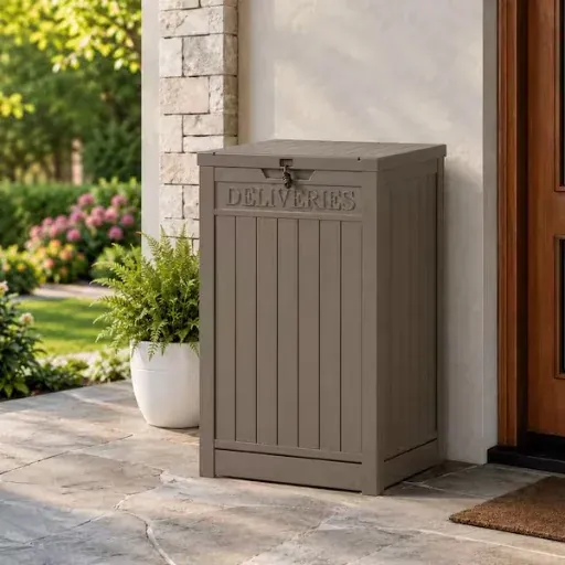 EFU 55 Gal. Medium Brown Wood Grain Resin Deck Box
