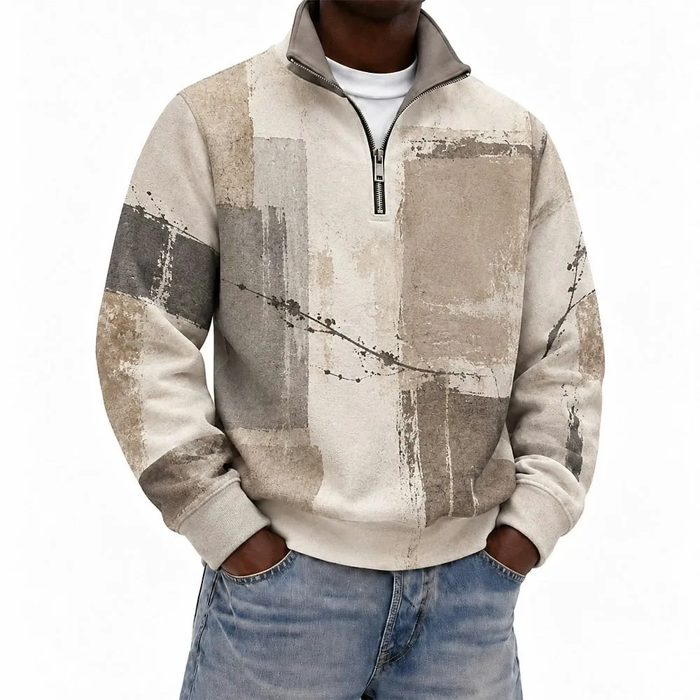 Men's Geometric Quarter-Zip Sweatshirt for 2