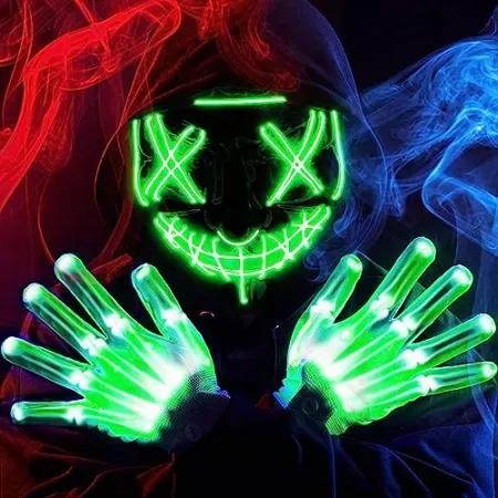 JOYIN Halloween LED Light Up Mask and Gloves Set