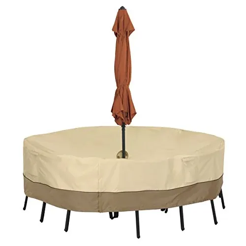 Classic Accessories Veranda Water-Resistant 70 Inch Round Patio Table & Chair Set Cover