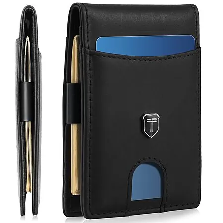 Gostwo Men's RFID Slim Bifold Wallet w/ ID Window (Black)