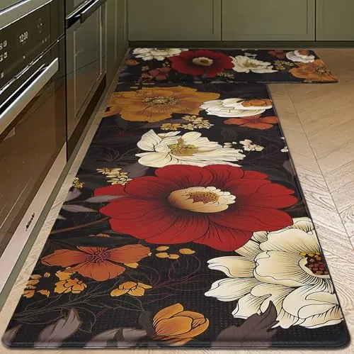 Washable Non Slip Boho Floral Rugs