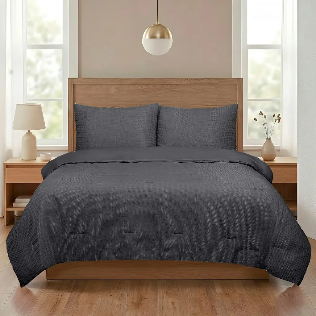 Mainstays 3-Piece Queen or King Waffle Comforter Set