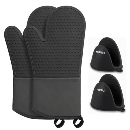 4-Piece AMISARE Silicone Oven Mitts & Mini Mitts