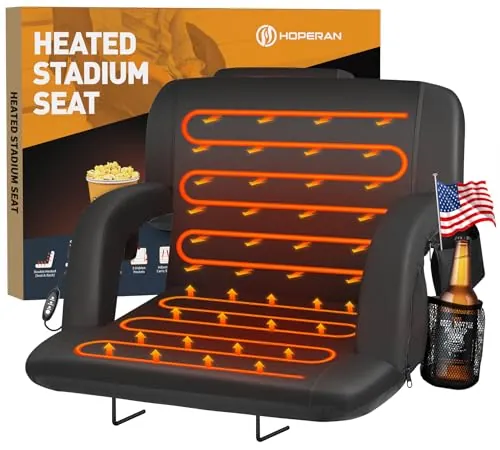 HOPERAN 21" 1PC Heated Stadium Seats for Bleachers with Back Support, Black