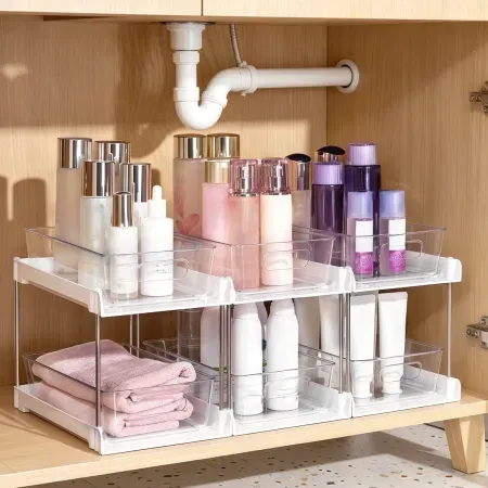 Sindcom 3-Pack 2 Tier Bathroom Under Sink Organizers and Storage