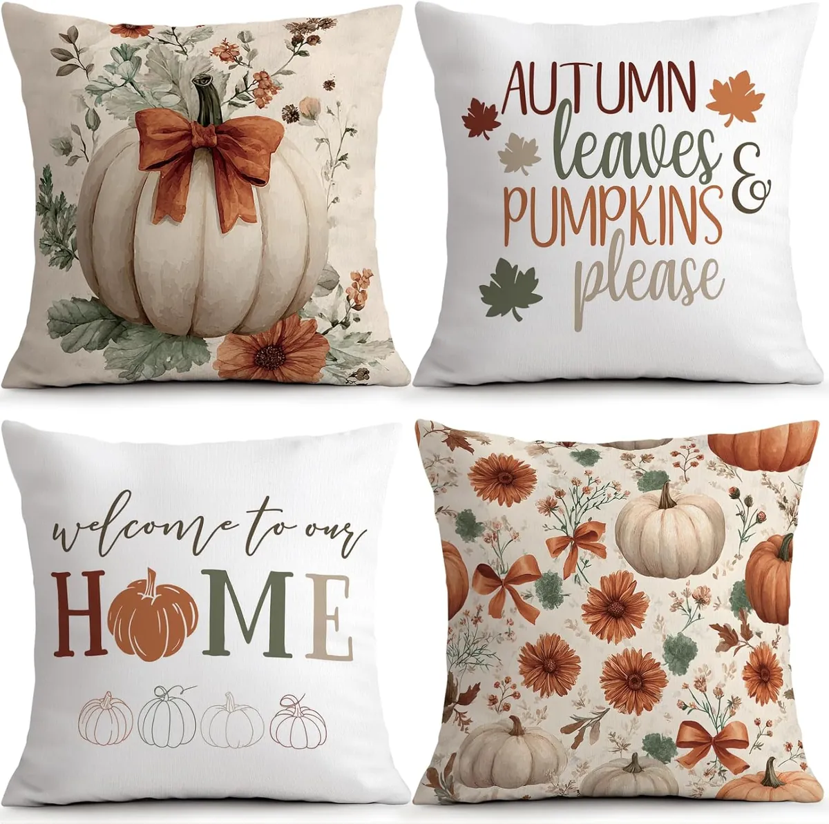 Fall Pillow Covers 4-Pack