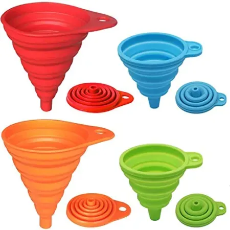 4-Pack KongNai Silicone Collapsible Funnel Set