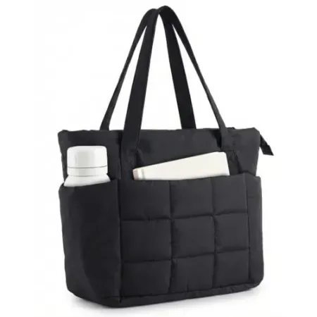 U+U Puffer Quilted Women's Tote Bag with Compartments
