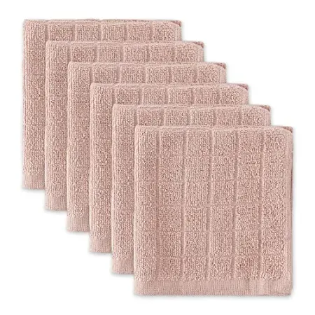 6-Count DII Basic Terry Collection 12" x 12" Solid Windowpane Dishcloth Set