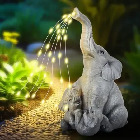 VOFSTAND Solar Garden Elephant Decor Statue