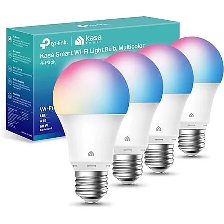 (Used-Like New) 4-Pack 800-Lumen Kasa Full-Color Smart Light Bulbs