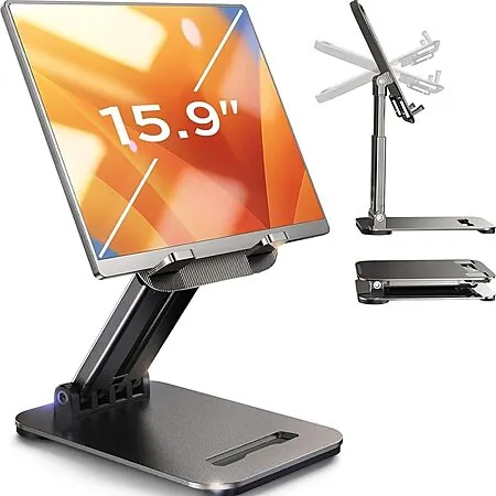 Lisen Foldable Tablet Stand Holder (Black, up to 15.9")