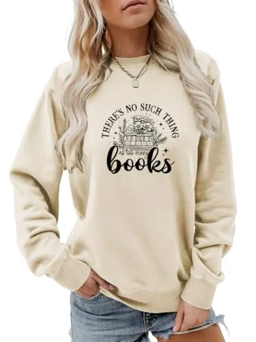 Women Book Lover Floral Graphic Reading Pullover