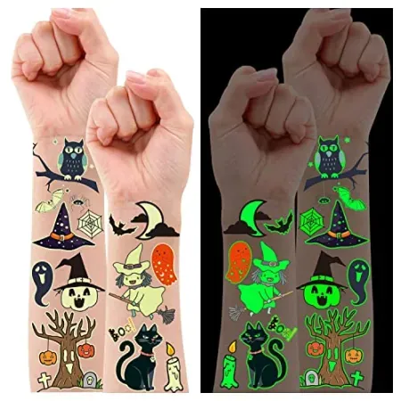 24-Sheets Partywind Halloween Luminous Glow Temporary Tattoos