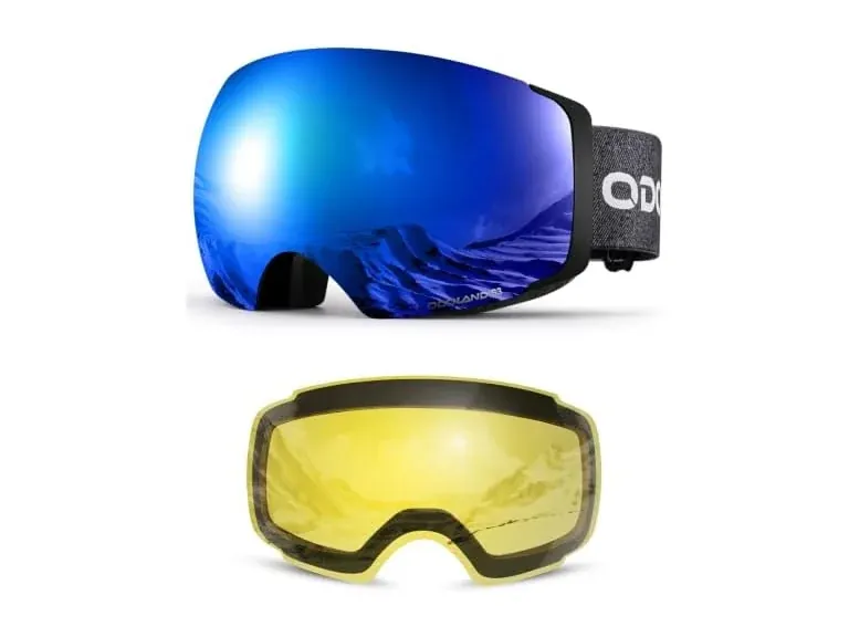 Odoland Magnetic Ski OTG Anti-Fog Snow Goggles