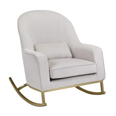 MoDRN Glam Velvet Rocking Chair Off-White with Satin Brass