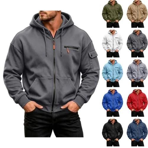 Full Zip Sweatshirts with Multi Pockets