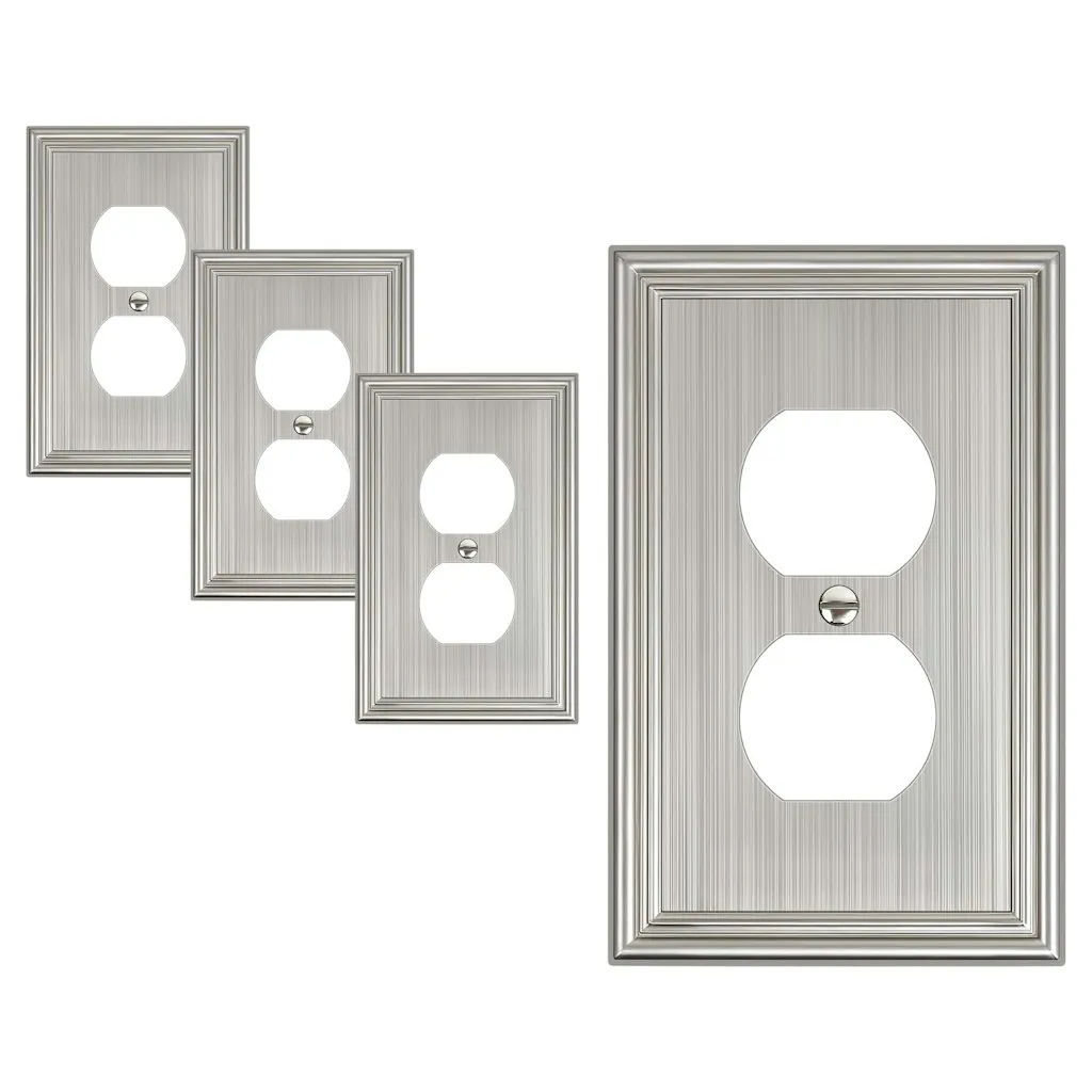 4-Pack Zinc Alloy Duplex Outlet Cover Plates