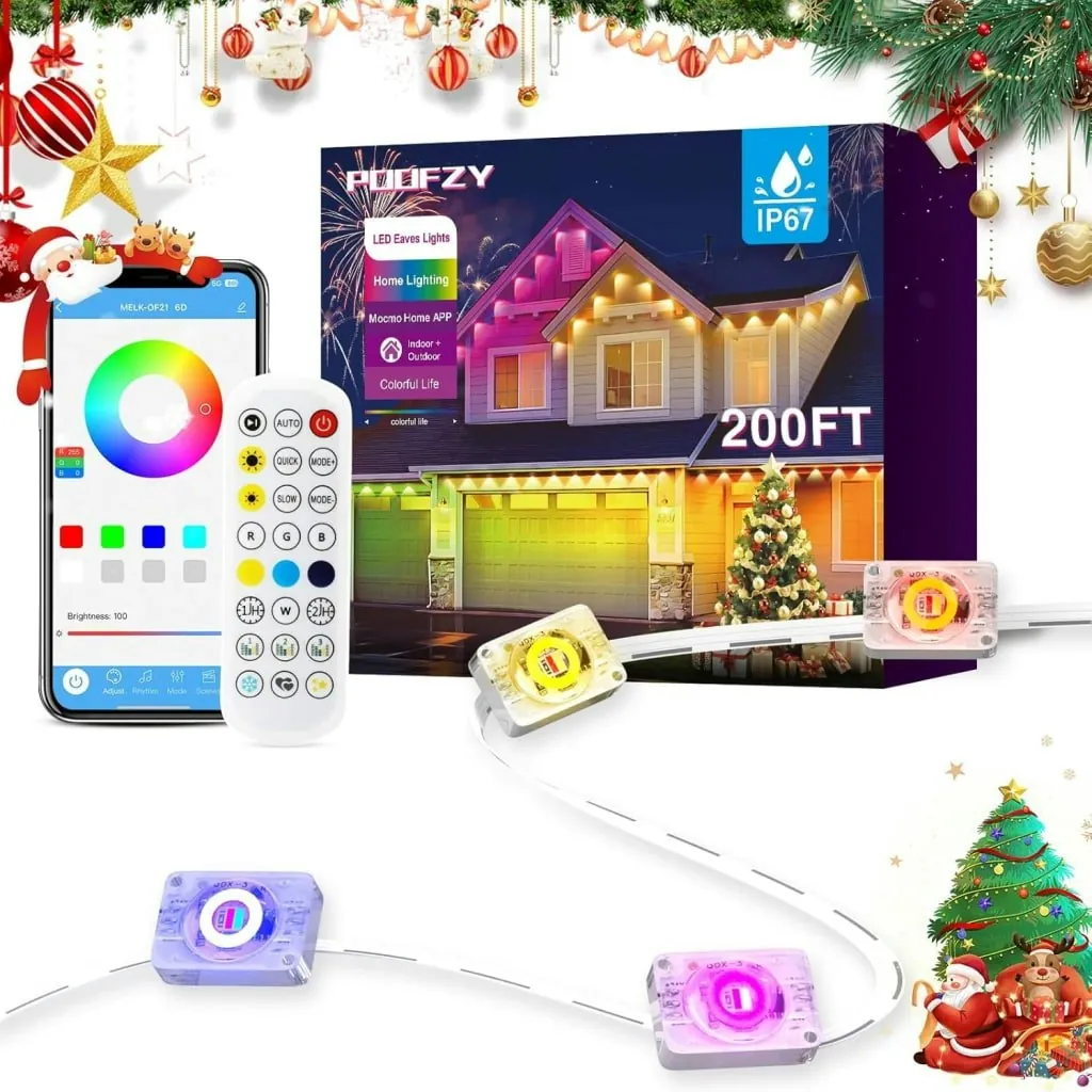 Poofzy 200-Foot Permanent Outdoor RGB+IC Smart Lights