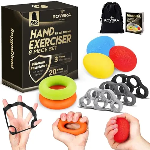 roygra Grip Strength Trainer Hand Exercise Set 8-Pack